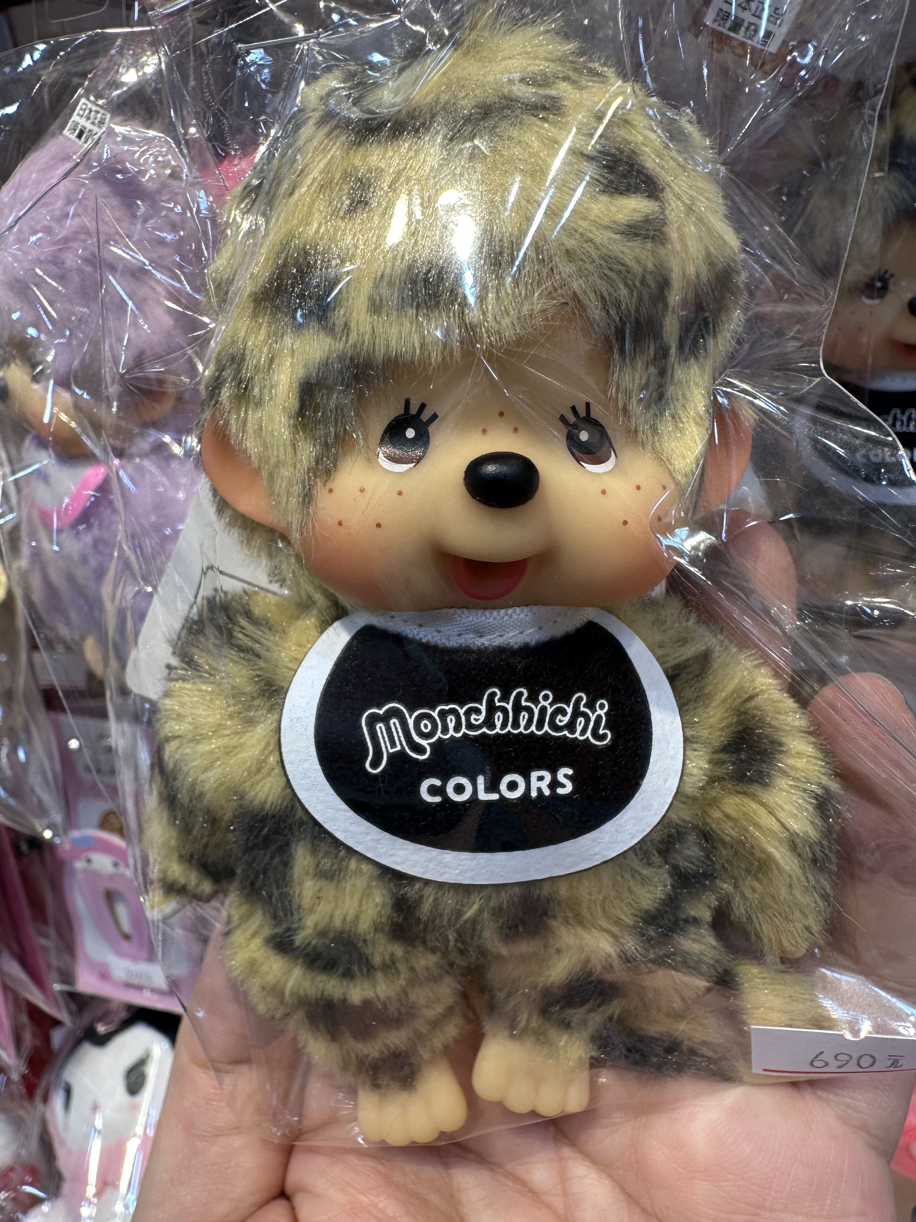 日本限定 monchhichi 豹紋 夢奇奇 13cm吊飾