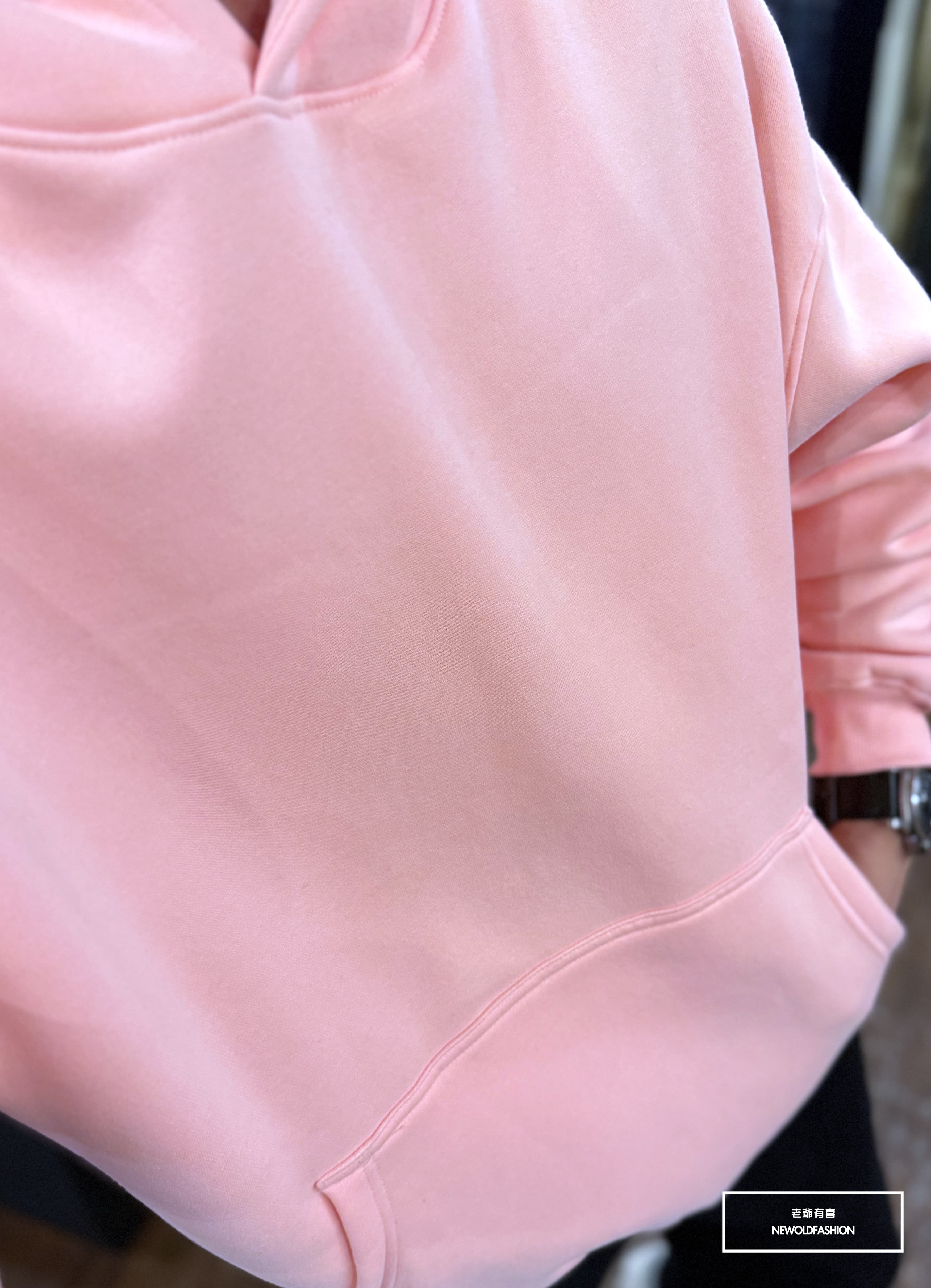 『新品上市』重磅經典純色素面刷毛帽T(NOF25102406)-粉