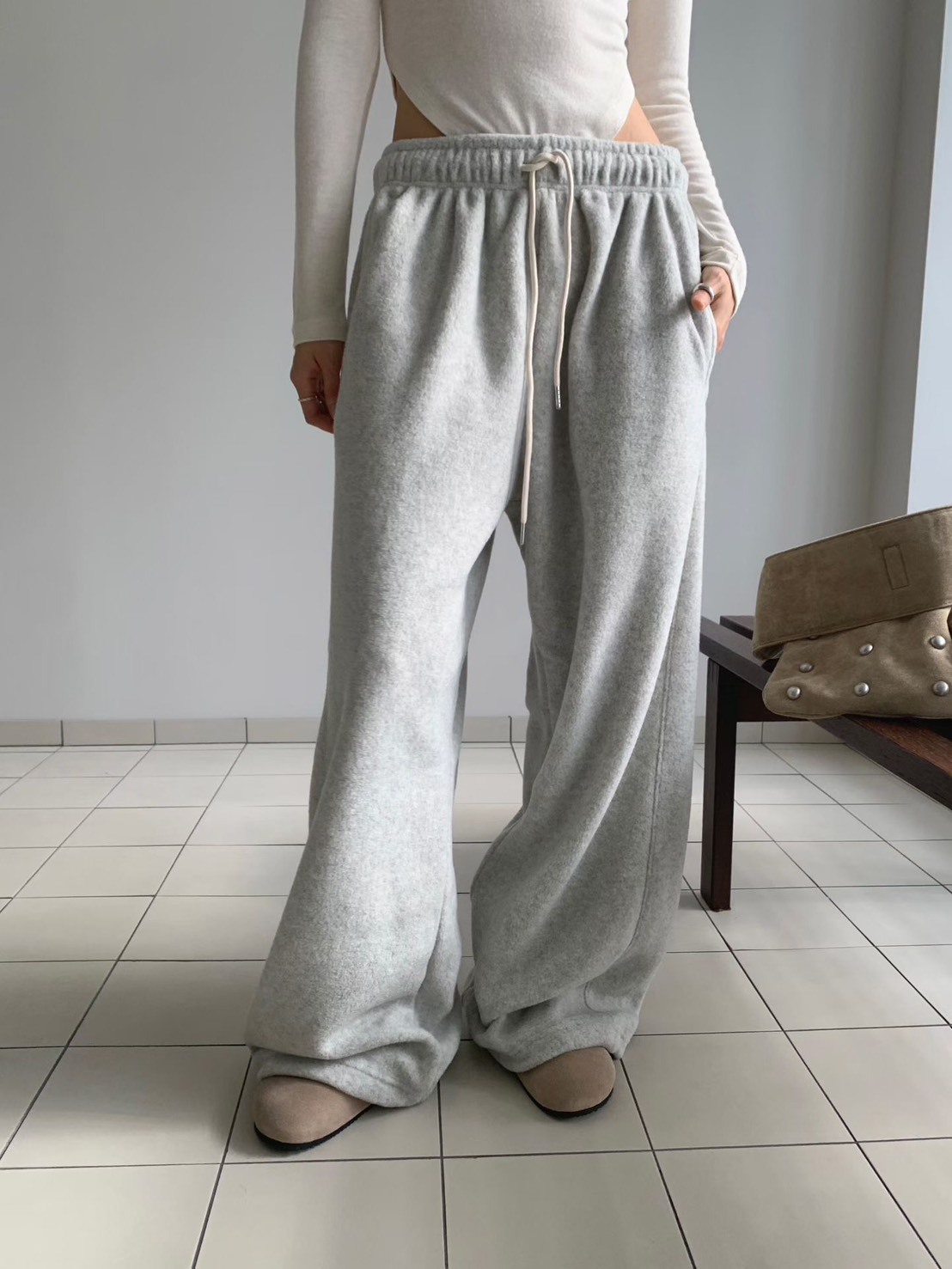 軟絨毛連帽外套  長褲(分售)