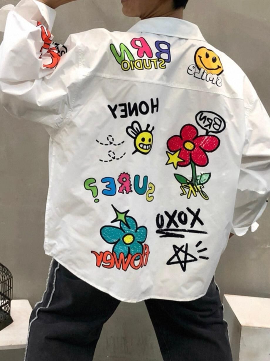 英文字圖案長袖恤衫 BARON-213S