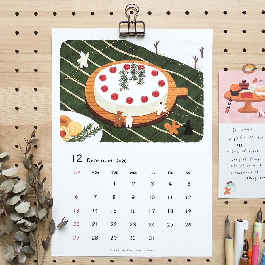 福岡麻利子 2026月曆 A4月曆卡｜日本表現社