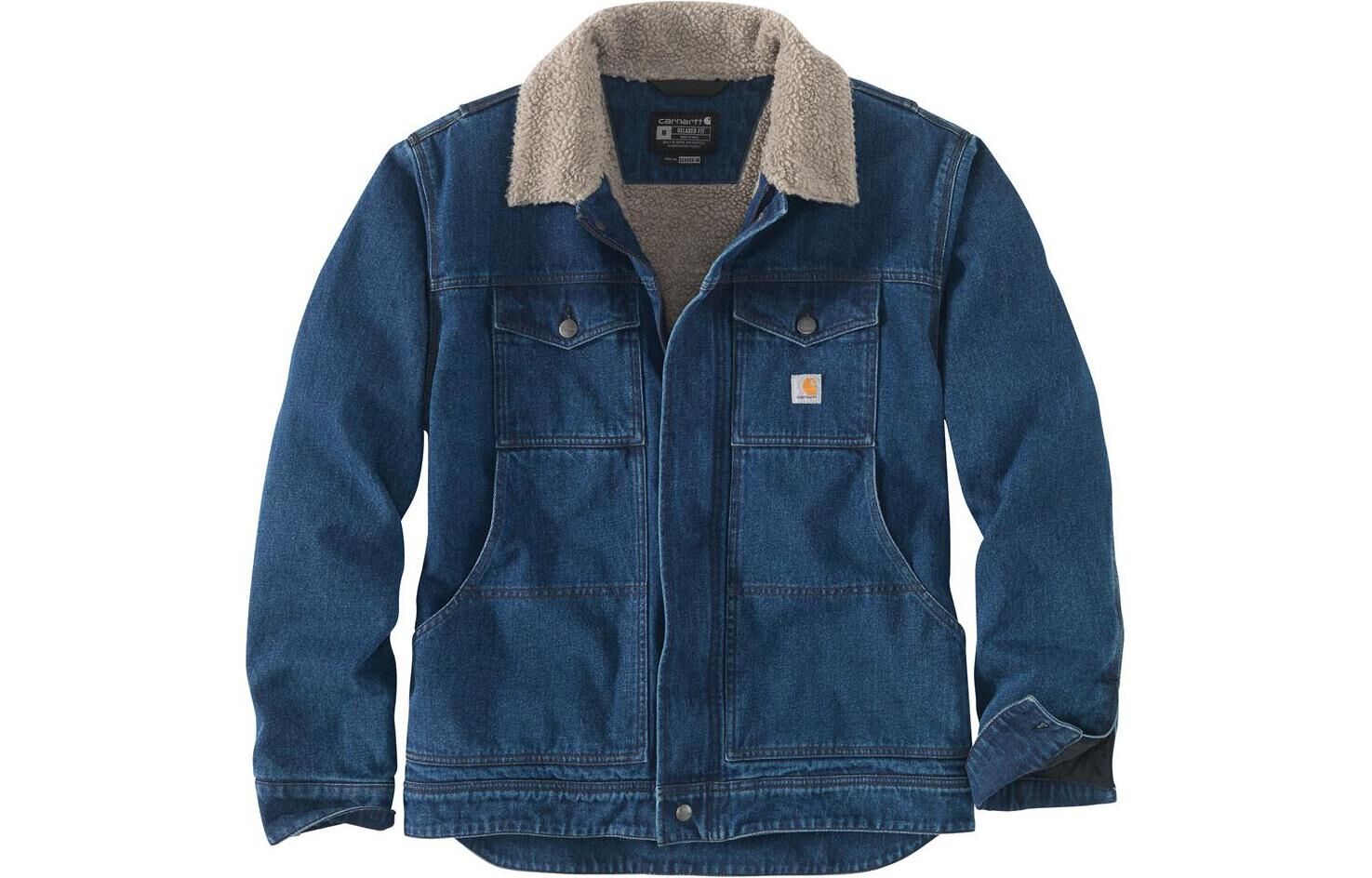 【代購】Carhartt 105478 Denim Sherpa Lined Jacket Denim Jacket Men's Beech/Blue 105478