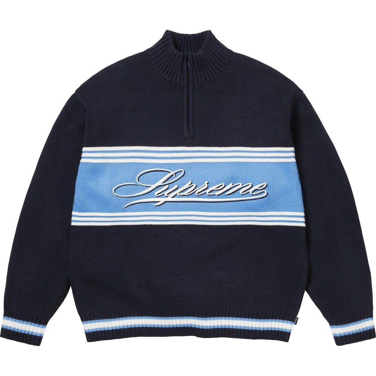 【代購】Supreme FW25 Script Stripe Half Zip Sweater Unisex SUP-FW25-152