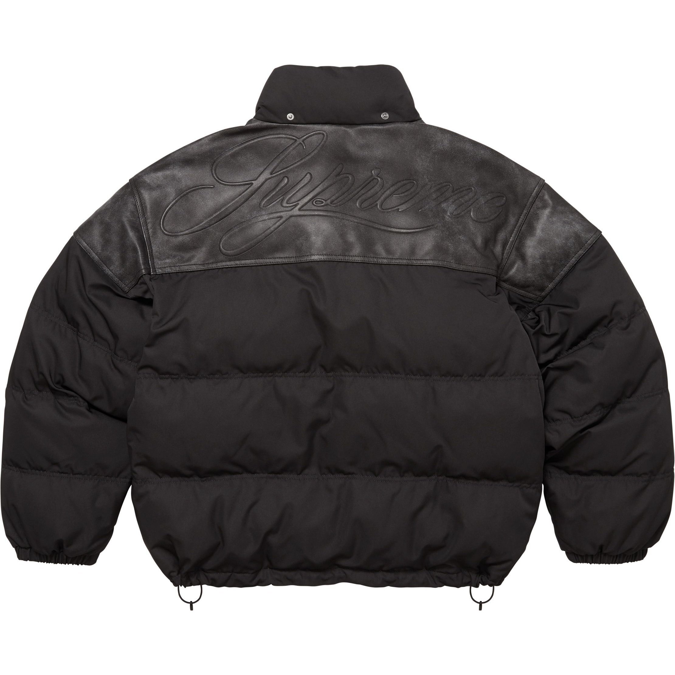 代購】Supreme FW25 WEEK7 Leather Yoke Puffer Jacket Unisex SUP