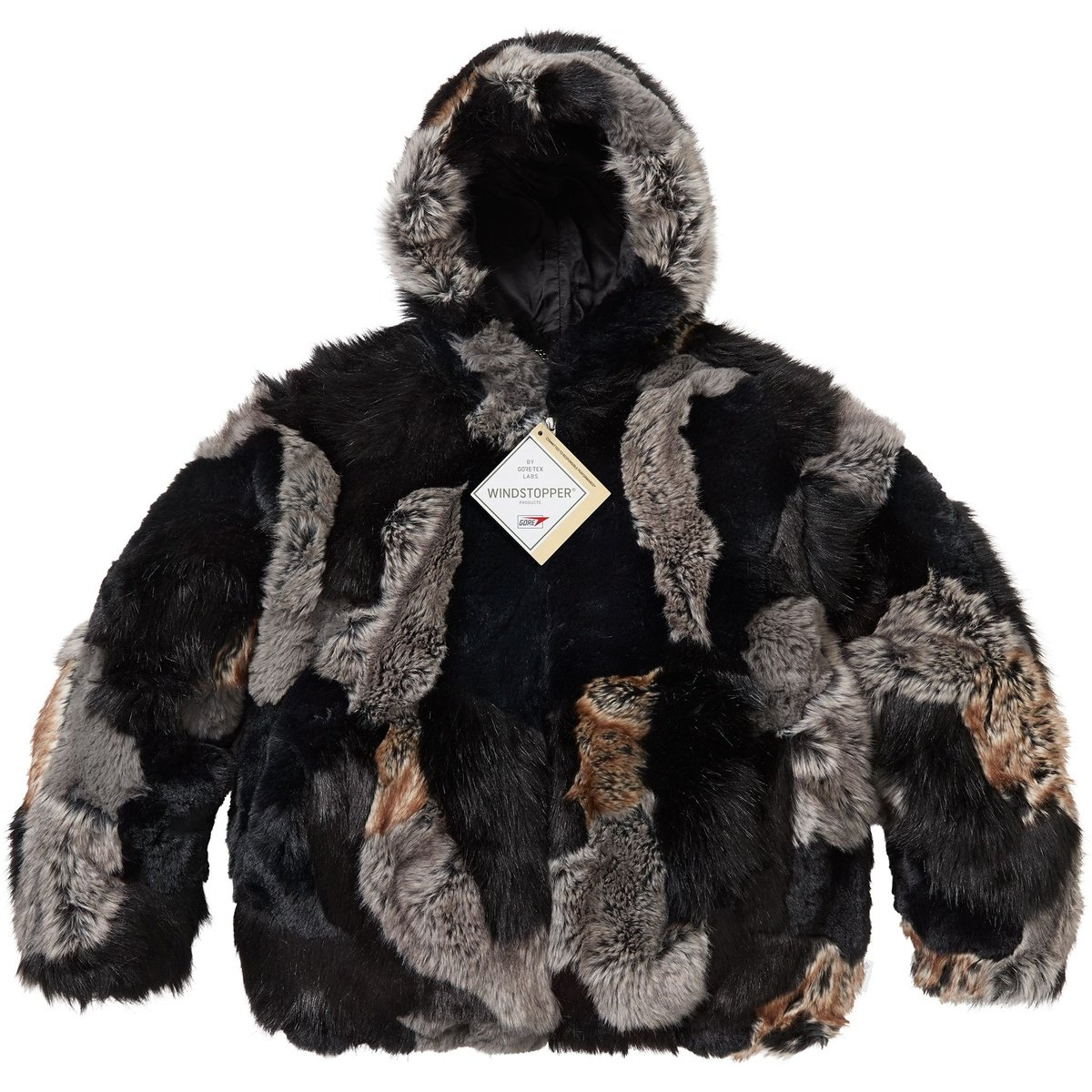 【代購】Supreme FW25 WEEK7 Patchwork WINDSTOPPER Hooded Faux Fur Jacket Unisex SUP-FW25-080