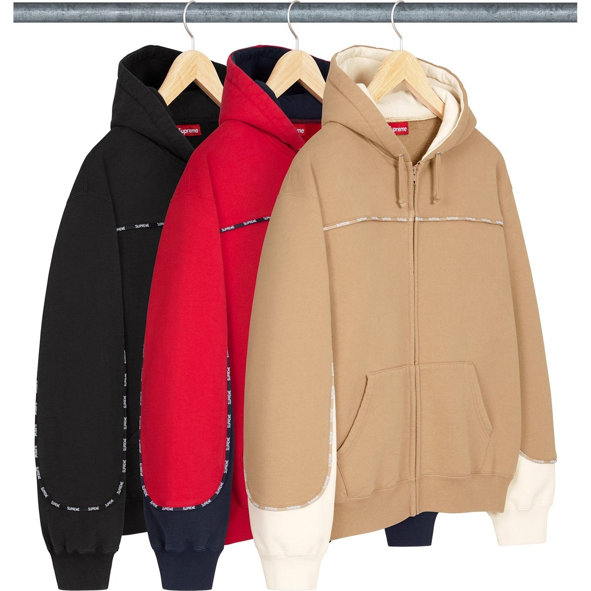 【代購】Supreme FW25 WEEK3 Piping Zip Up Hooded Sweatshirt Unisex SUP-FW25-106