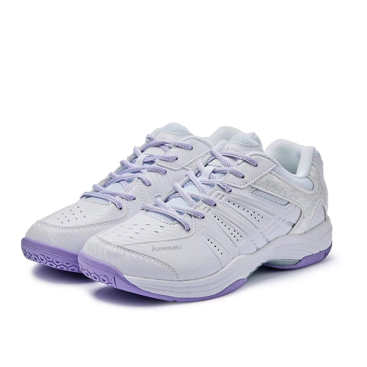 【代購】Kawasaki Wind chasing Series Anti Slip Wear Resistant Low Top Badminton Shoes Unisex White Purple K3B52-B3336
