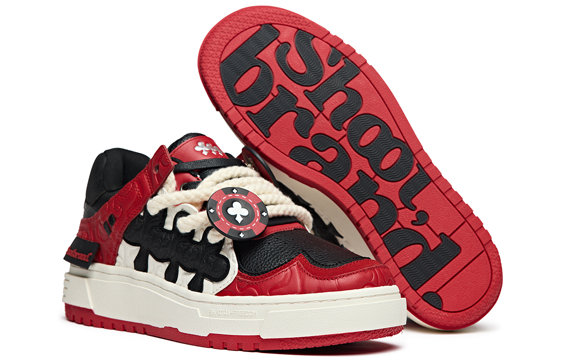 【代購】SHOOT BRAND Anti Slip Wear Resistant Low Top Skateboard Shoes Unisex Black White Red ZYYH-ACE