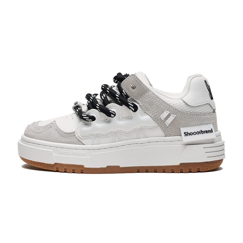【代購】SHOOT BRAND Height Increasing Slip Resistant Low Top Skateboard Shoes Unisex Gray White ZYYH-SL