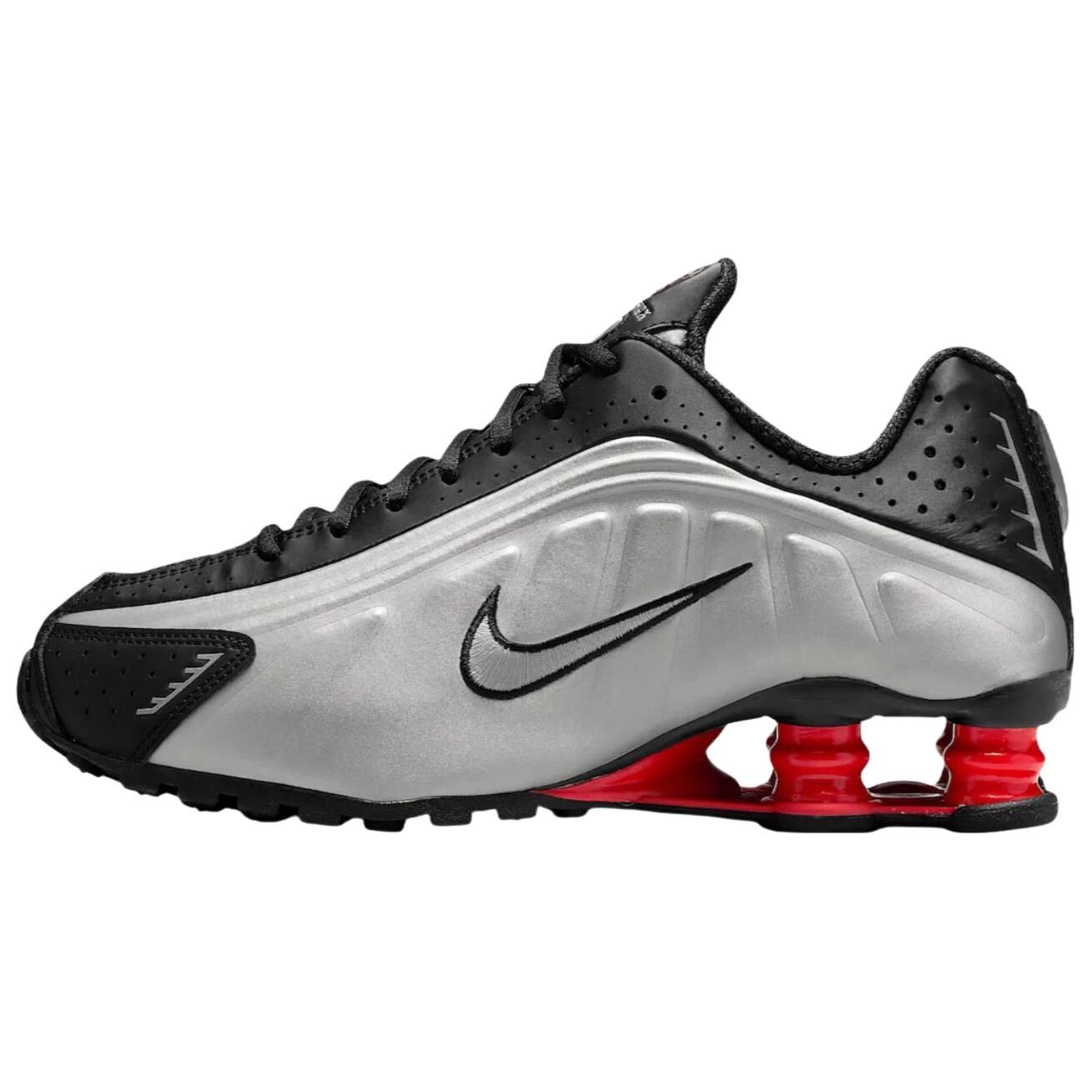 【代購】Nike Shox R4 Slip Resistant Abrasion Resistant Low top Casual Running Shoes Women's Silver Black AR3565-011