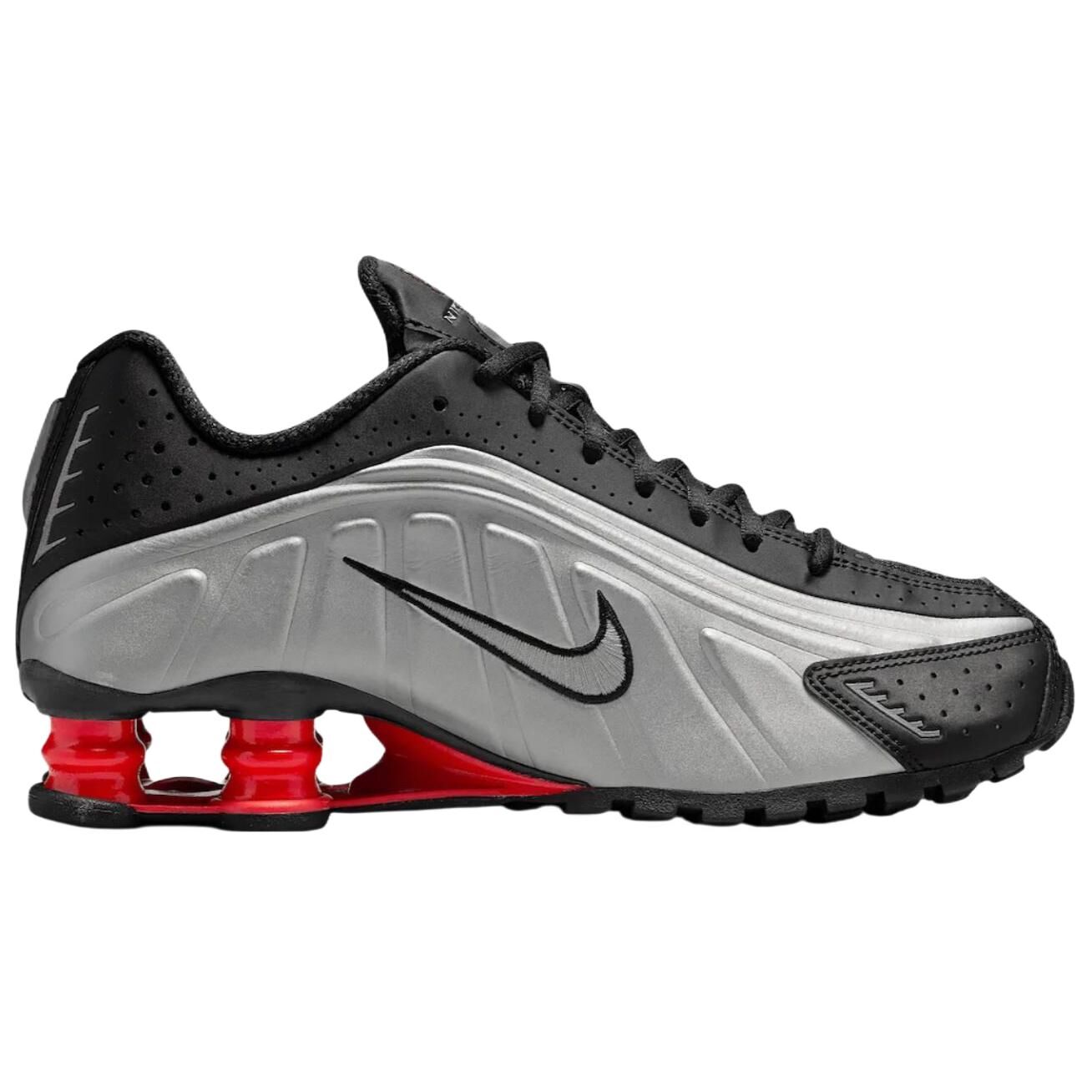 【代購】Nike Shox R4 Slip Resistant Abrasion Resistant Low top Casual Running Shoes Women's Silver Black AR3565-011