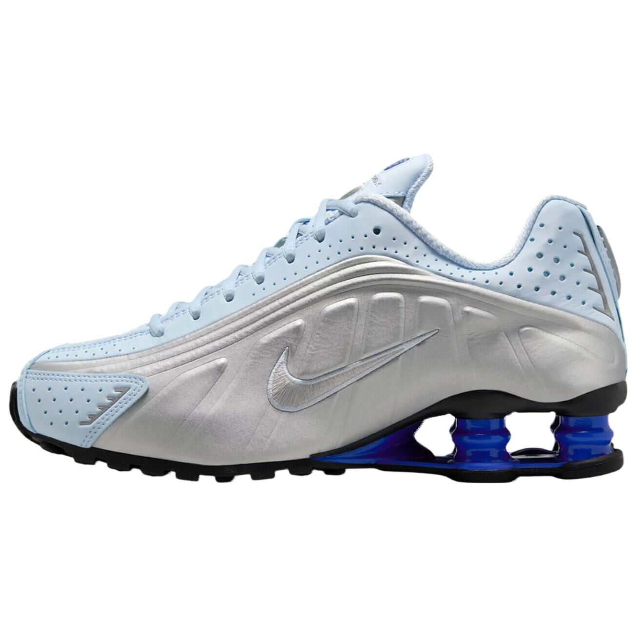 【代購】Nike Shox R4 Anti Slip Wear Resistant Low Top Casual Running Shoes Women's Silver Blue AR3565-402