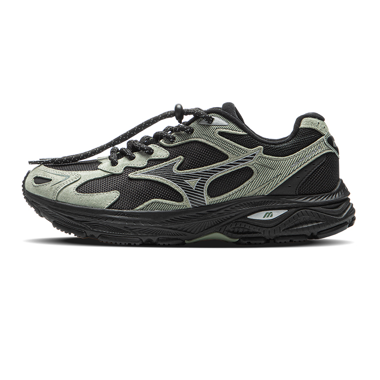 【代購】Mizuno Racer S 2.0 Running Shoes Unisex Low top Black/Moss Green D1GH243502