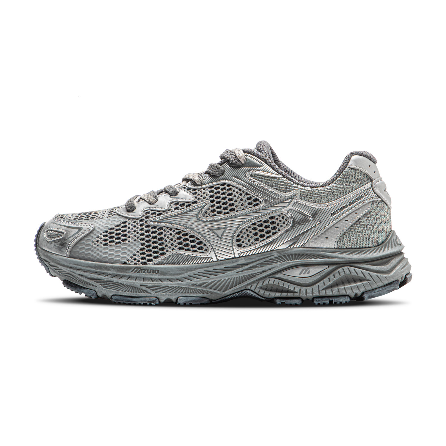 【代購】Mizuno Racer S Abrasion Resistant Low Top Running Shoes Unisex Wild Dove Gray Silver D1GH223524