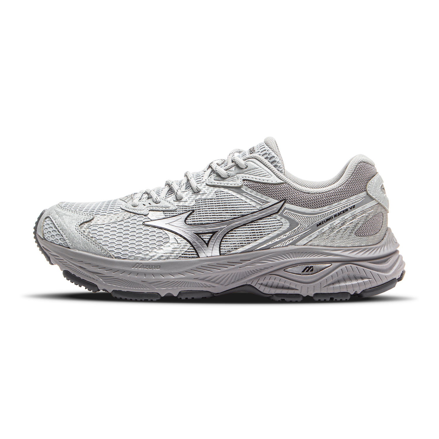 【代購】Mizuno RACER V2 Cushioning, Slip Resistant, Breathable, Lightweight Low Top Running Shoes Unisex Hong Kong Mist Gray D1GH250605