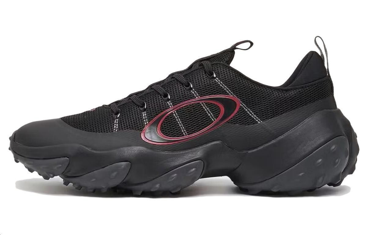 【代購】Oakley Edge Fle Cushioned Slip-Resistant Abrasion-Resistant Low-Top Golf Shoes Men's Black Red FOF100538-02E