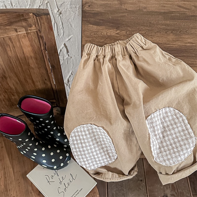 兩色格子補丁哈倫褲