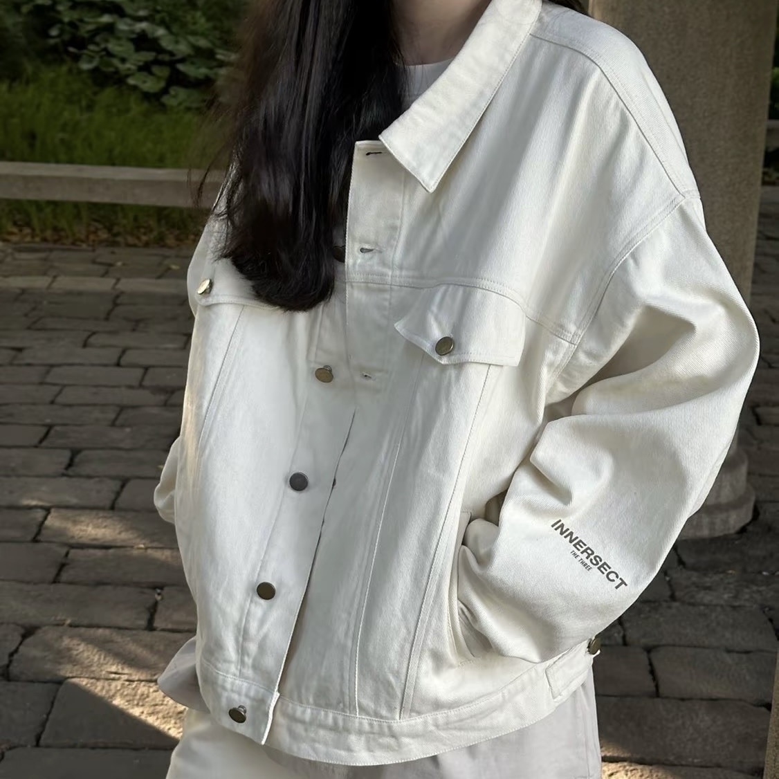 陳冠希 Clot INNERSECT 三生萬物 FOG ESSENTIAL 工裝 米白 牛仔外套 男女同款 INN24FWTJK105