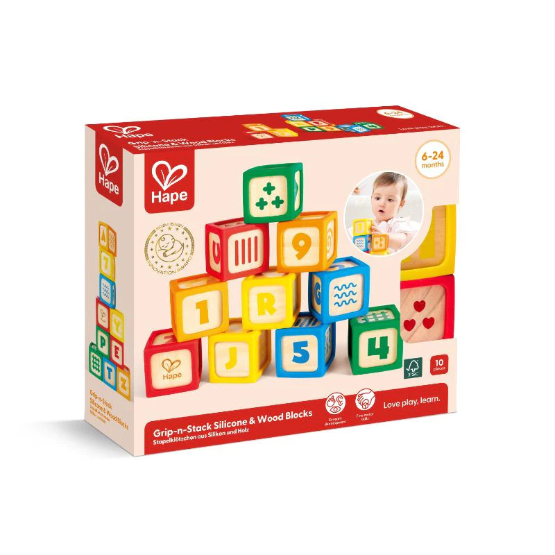 Hape Silicone & Wood Blocks 10 Pieces, E0131