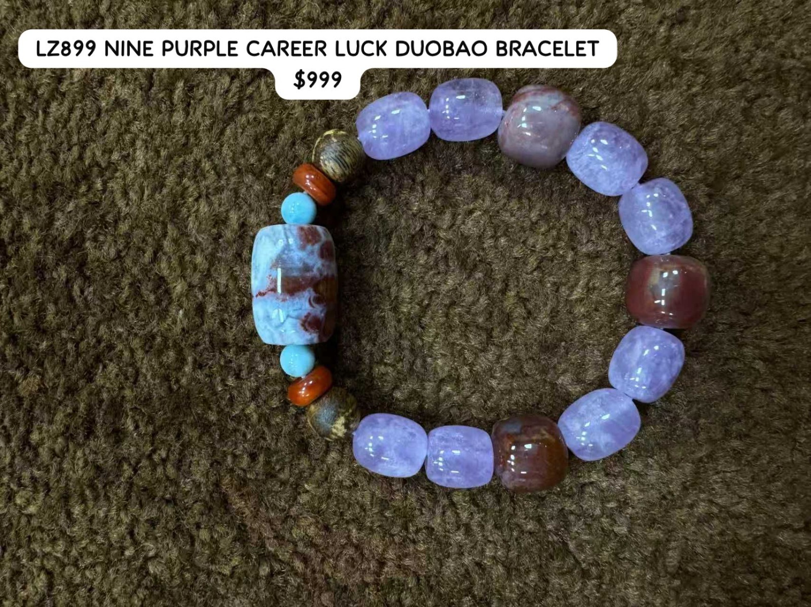 LZ899 NINE PURPLE CAREER LUCK DUOBAO BRACELET