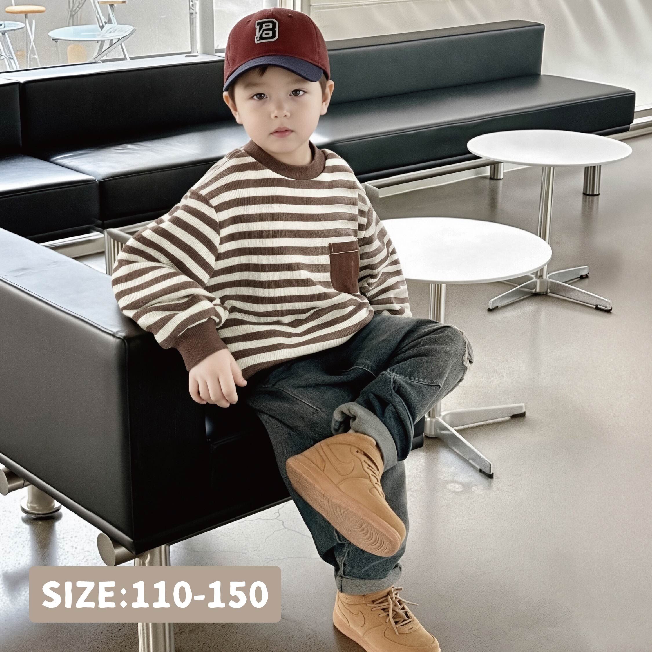 【H35757】百搭條紋華夫格設計上衣＊二色