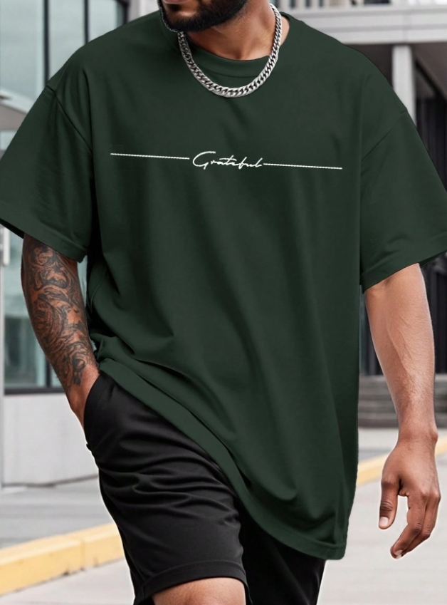 KADMAX大尺碼-大碼男圓領印花字母短袖TEE〈KSMS2601〉