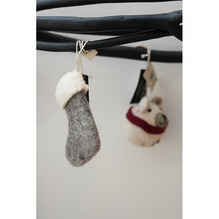 丹麥Gry&Sif 聖誕掛飾-Mini Stocking-Grey(11924)