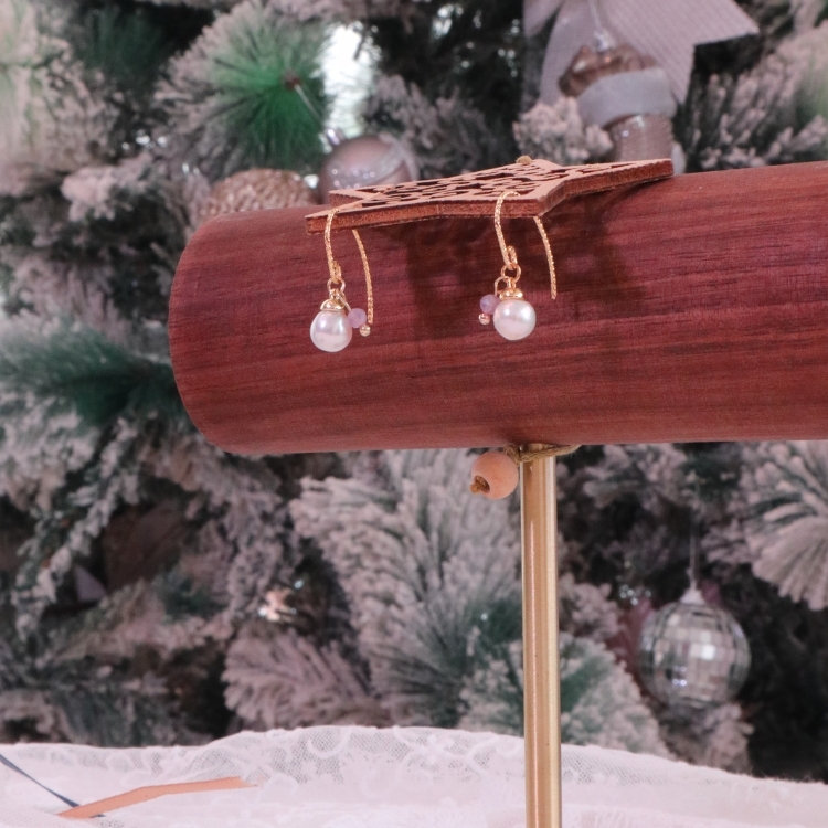 珍珠小姐的葡萄硬糖 紫水晶 天然珍珠 勾針 針式耳環