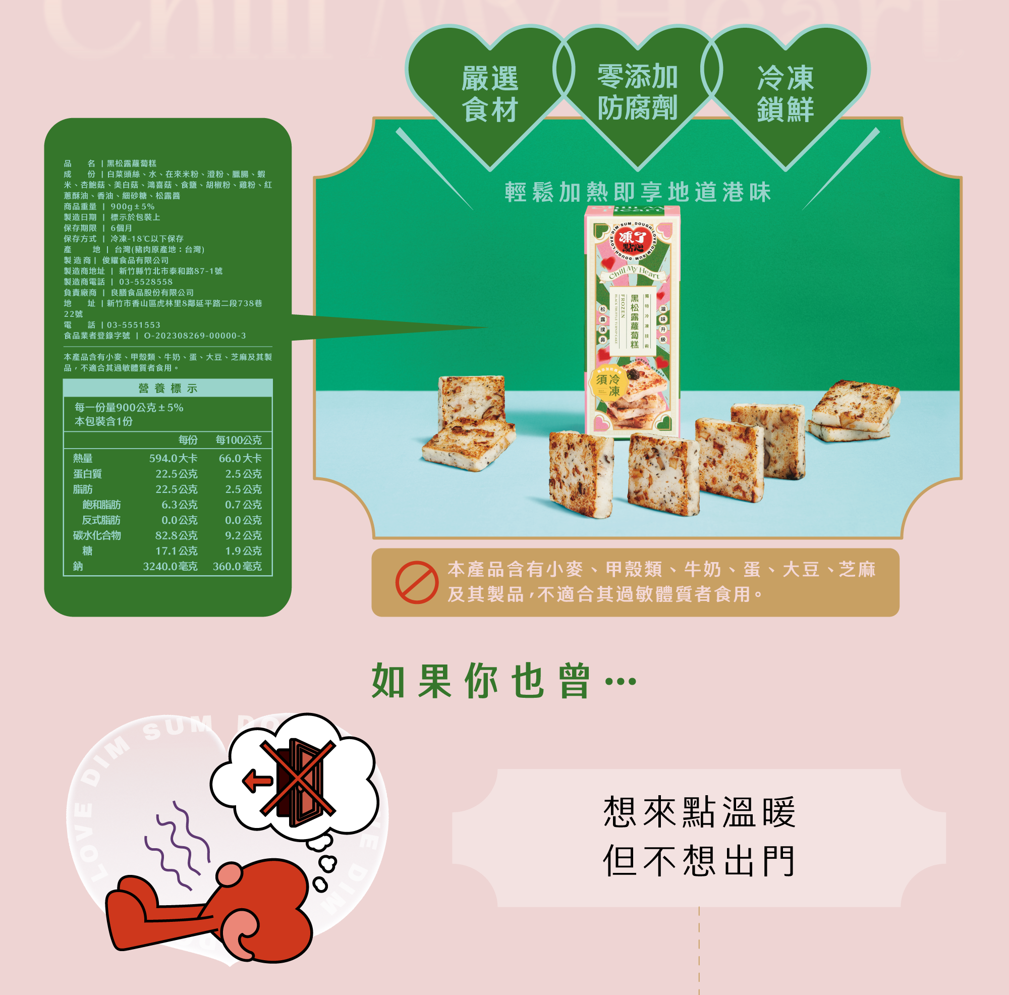 黑松露蘿蔔糕 產品資訊 成分 營養標示 過敏原