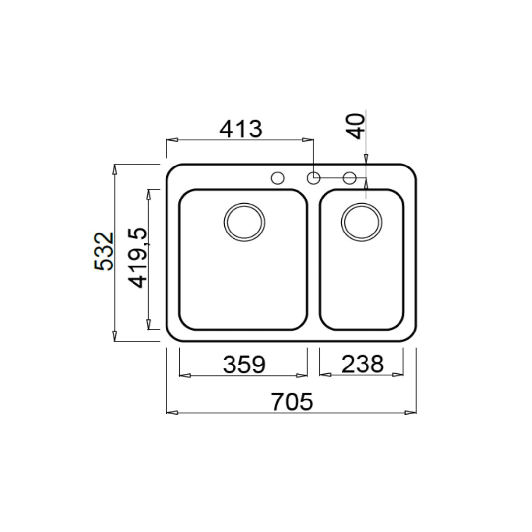Elleci FOX330 Ghisa 花崗岩石黑色廚房枱上鋅盆 (不包括安裝)