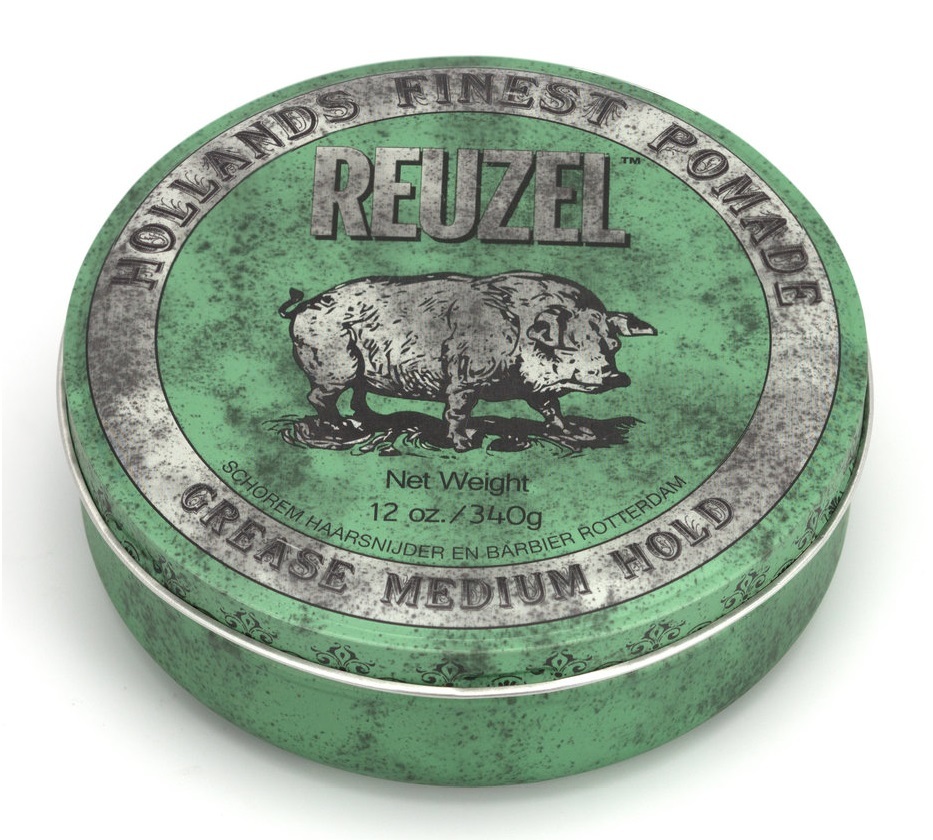 Green Pomade Grease 12oz/ 340g 綠豬中強油性髮蠟