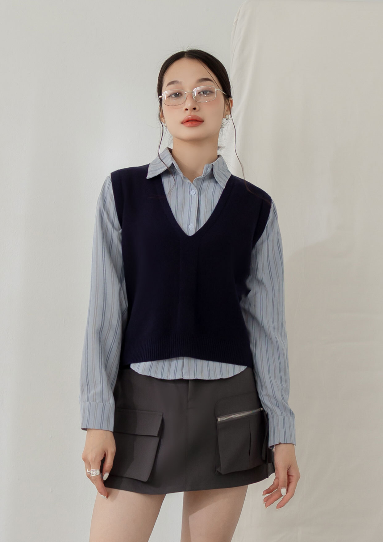 毛衣背心兩件式襯衫上衣