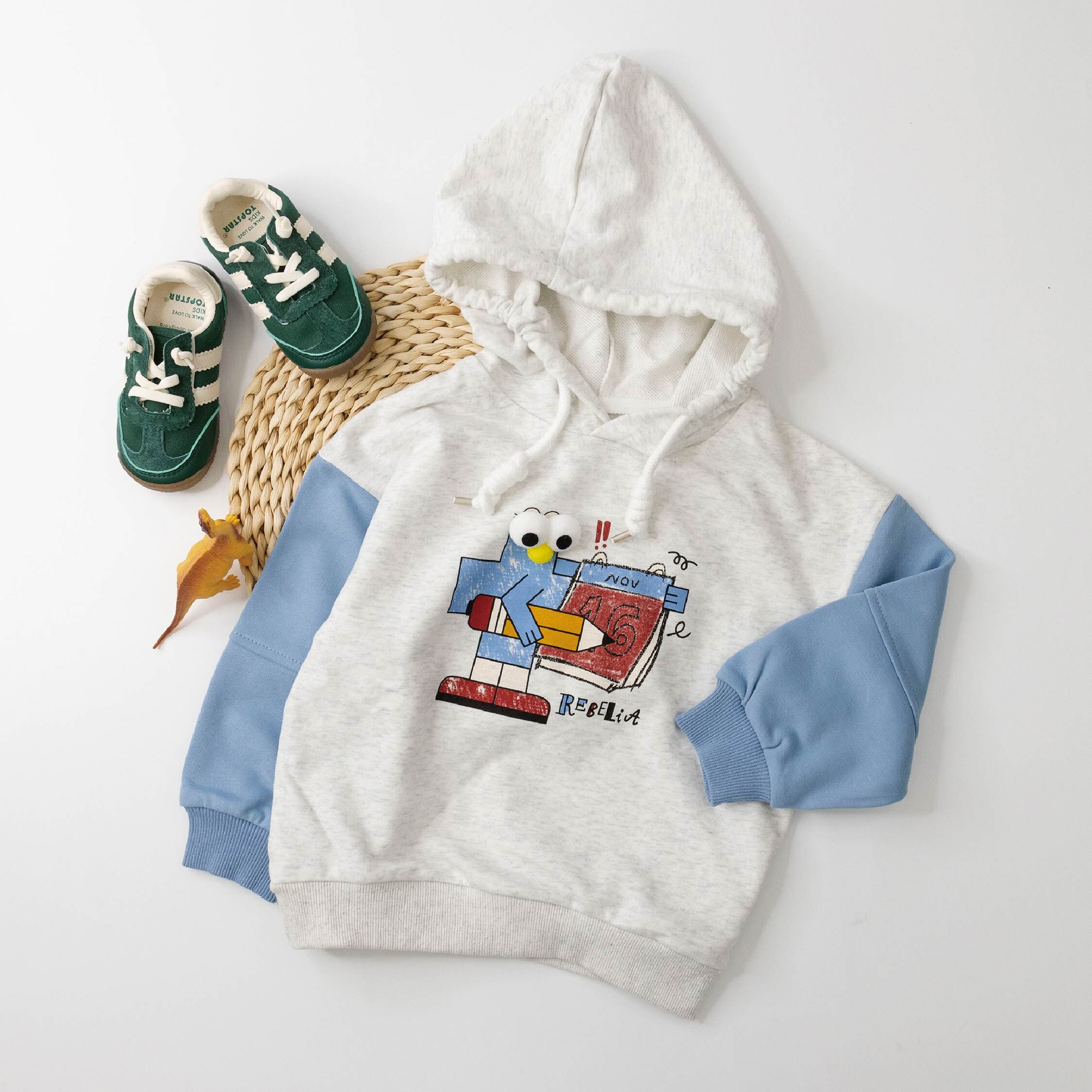 【H35790】塗鴉怪獸立體眼睛連帽上衣/帽T