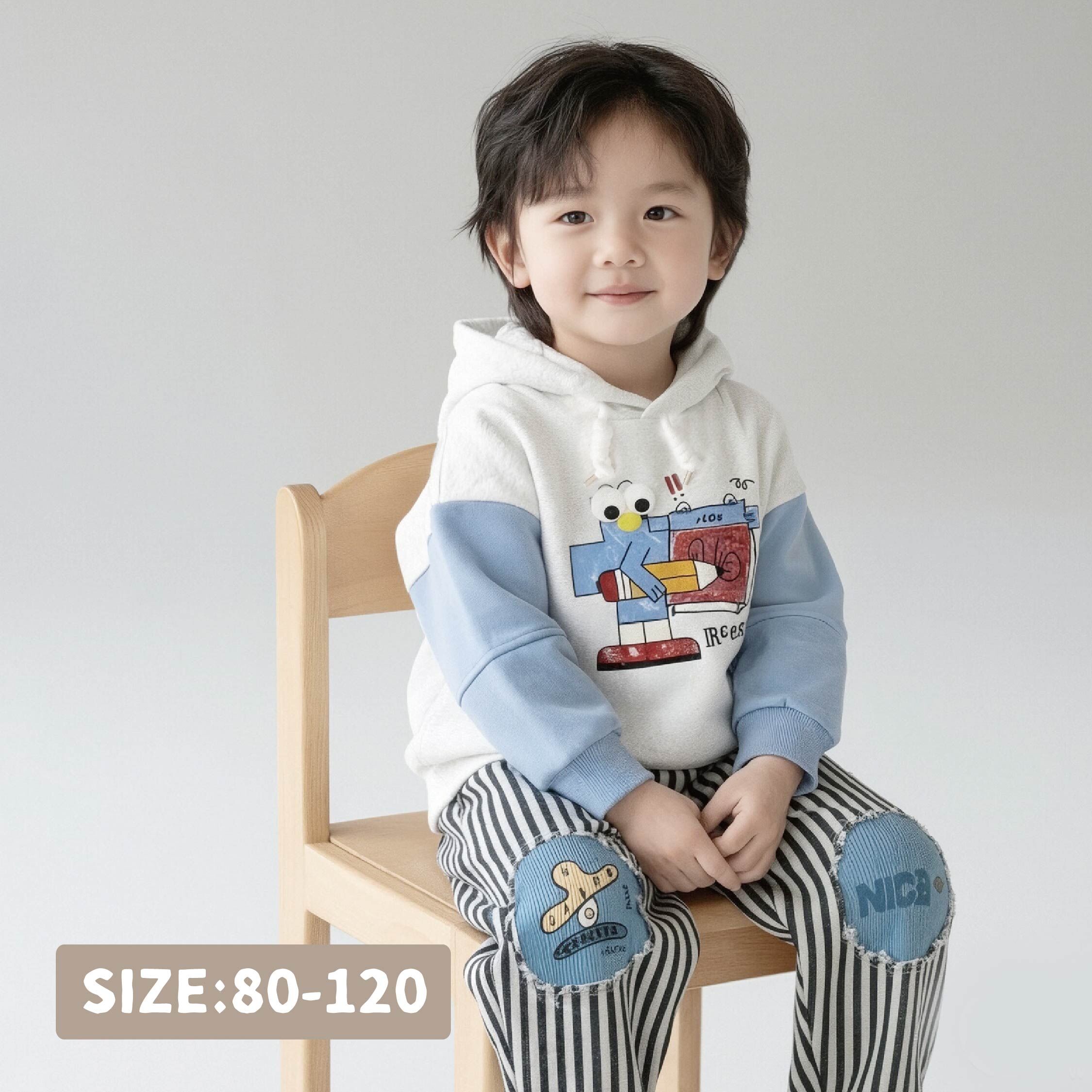 【H35790】塗鴉怪獸立體眼睛連帽上衣/帽T