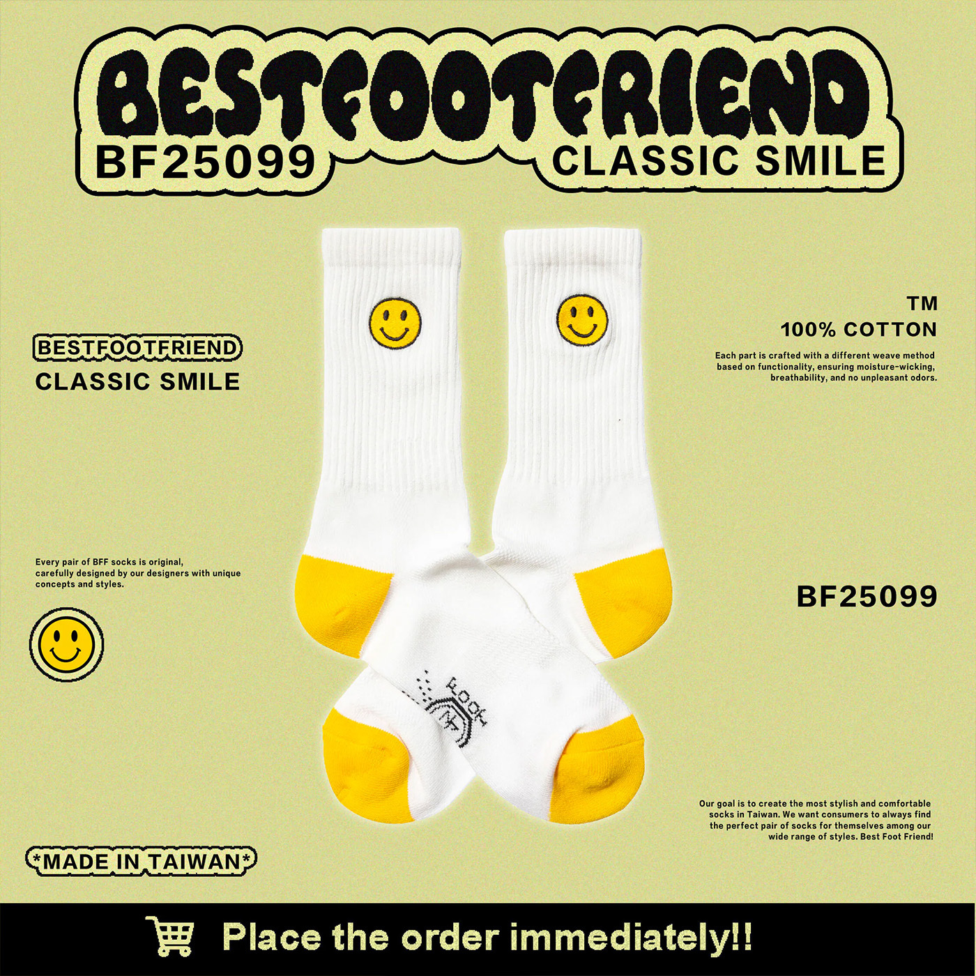 BFF Best Foot Friend Smile 笑臉 BFF 襪子【BF25099】
