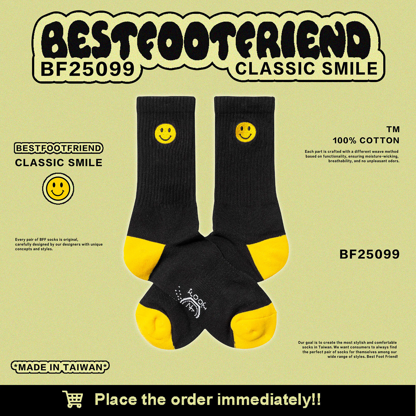BFF Best Foot Friend Smile 笑臉 BFF 襪子【BF25099】