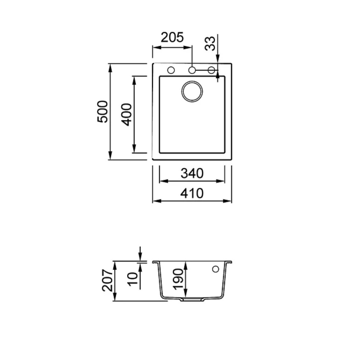 Elleci Quadra Standard 100 Ghisa花崗岩石黑色廚房枱上鋅盆 (不包括安裝)