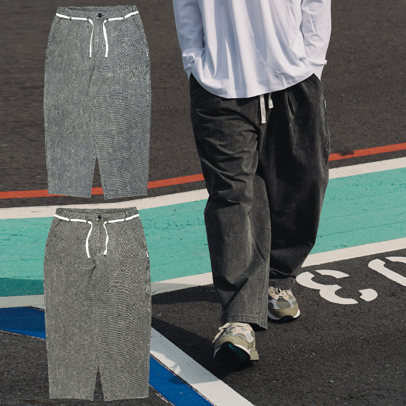 idealism Washed Trouser 淺藍 灰 寬錐形 水洗長褲【ID25037】