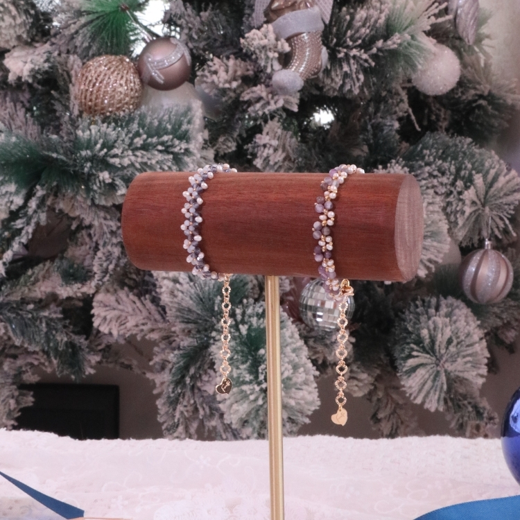 織光花園 紫夢花 霓雪花 獨家設計 手工編織水晶天然石 手鏈 獨家設計款