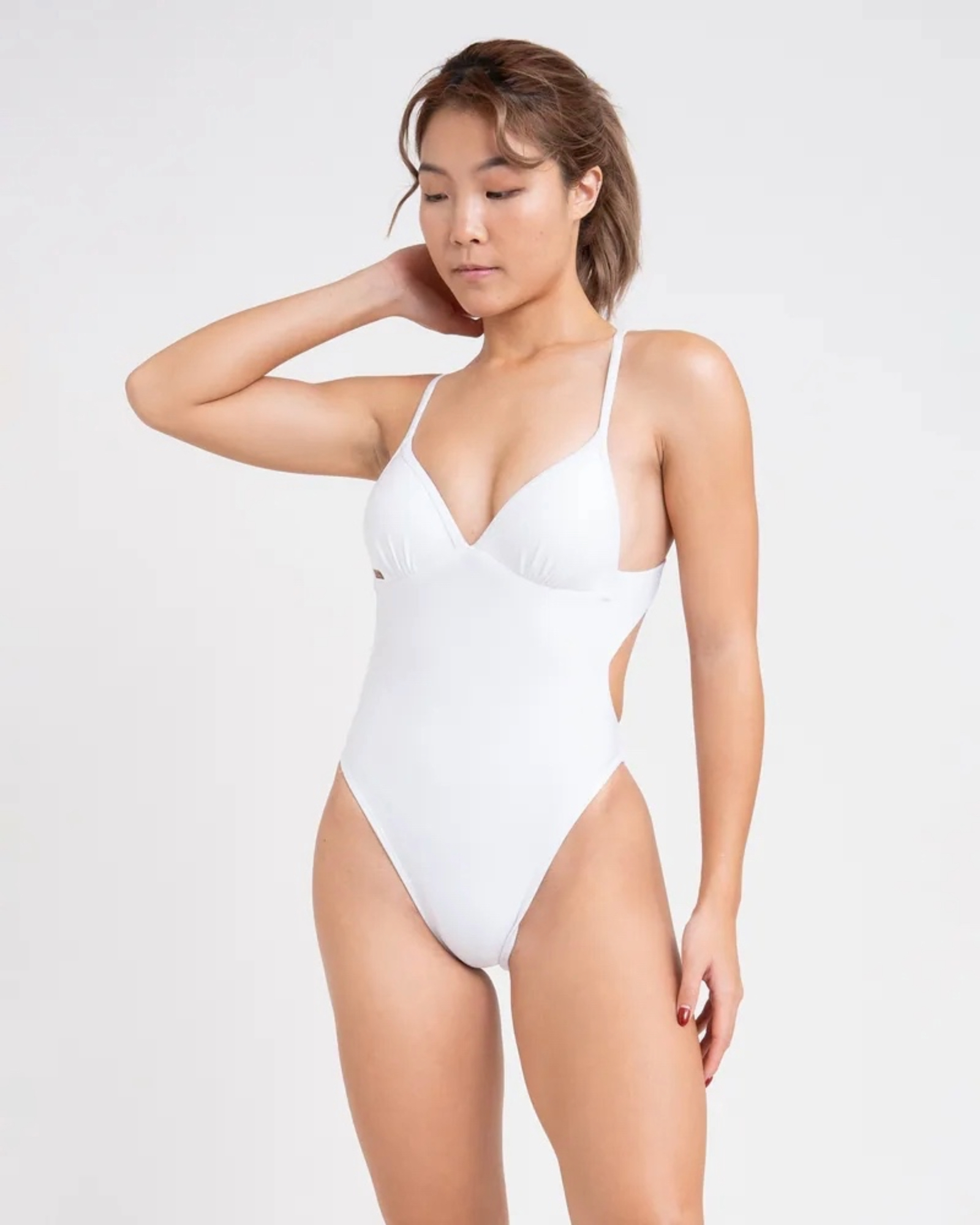 UPVEW 絨布三角美胸海鷗丁連身泳裝特別色-XS