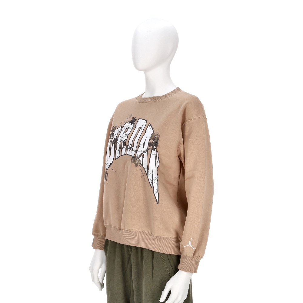Nike J Brk Flc Crew Gfx Rlt 女款 卡其色 喬丹 寬鬆 運動 休閒 長袖 HV0473-200