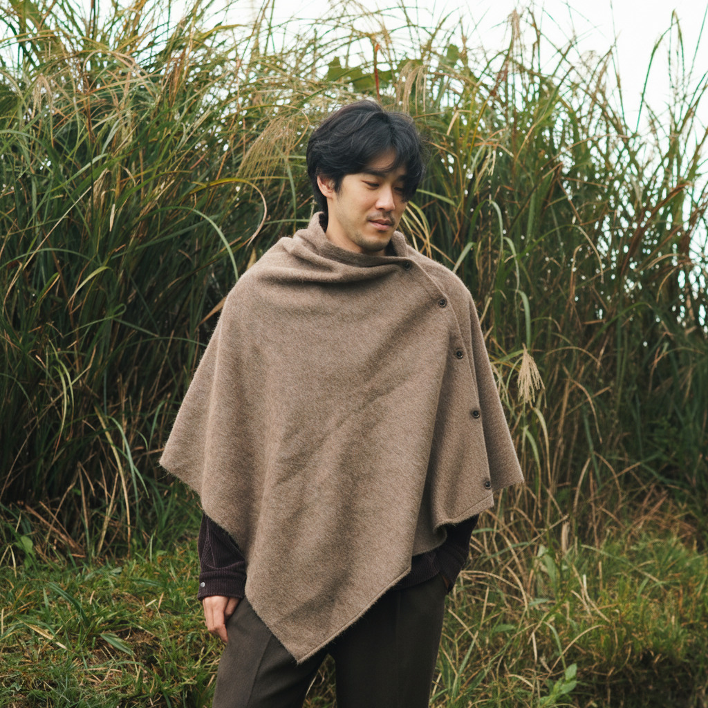 安地斯羊駝斗篷｜Baby alpaca – 壤土｜秘魯