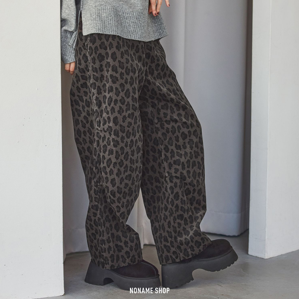 niko and... 日系 印花 燈芯絨 豹紋 花花 長褲 四色 (女款)