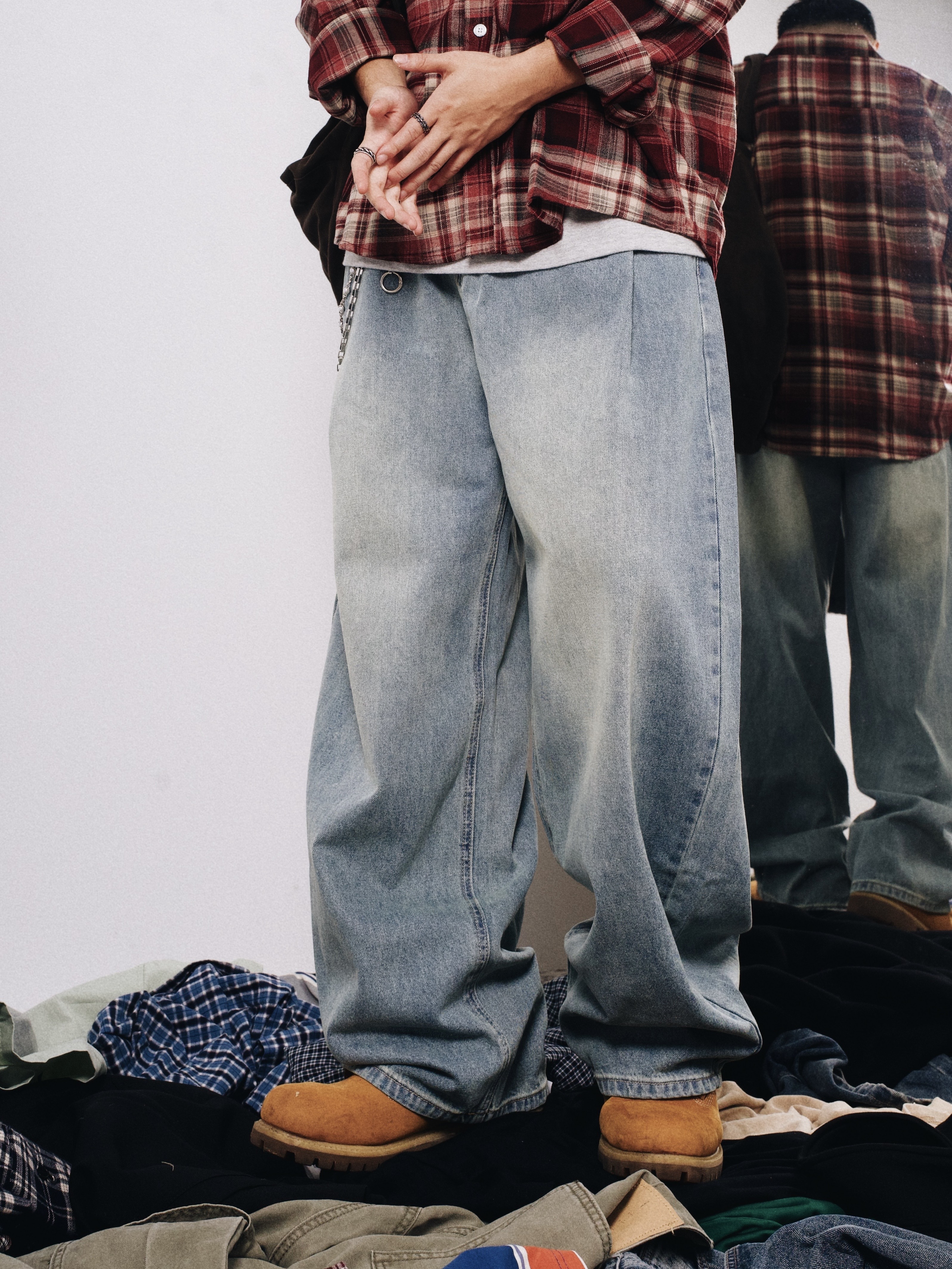 OurPick Washed Pleated Baggy Jeans 水洗壓摺牛仔褲 2色
