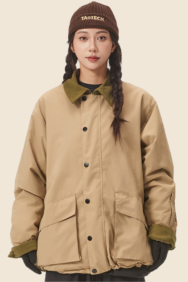 TAOTECH-2L雙面保暖夾克－卡其拼軍綠
