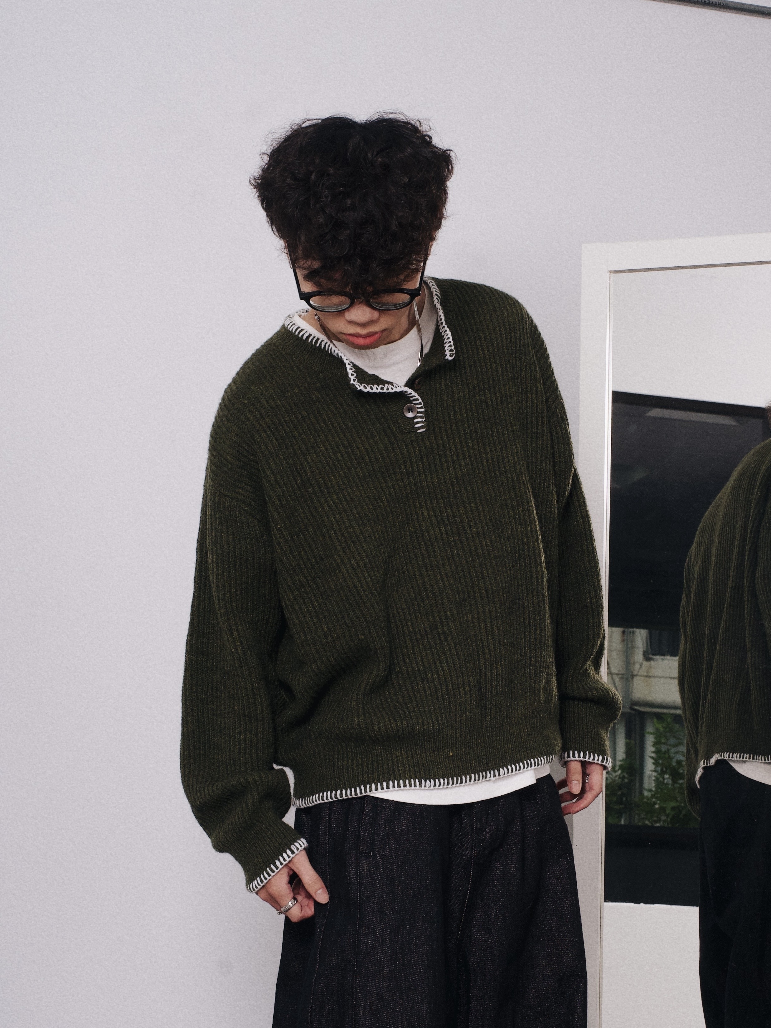 OurPick Henley Collar Knit Sweater 亨利領針織毛衣 3色