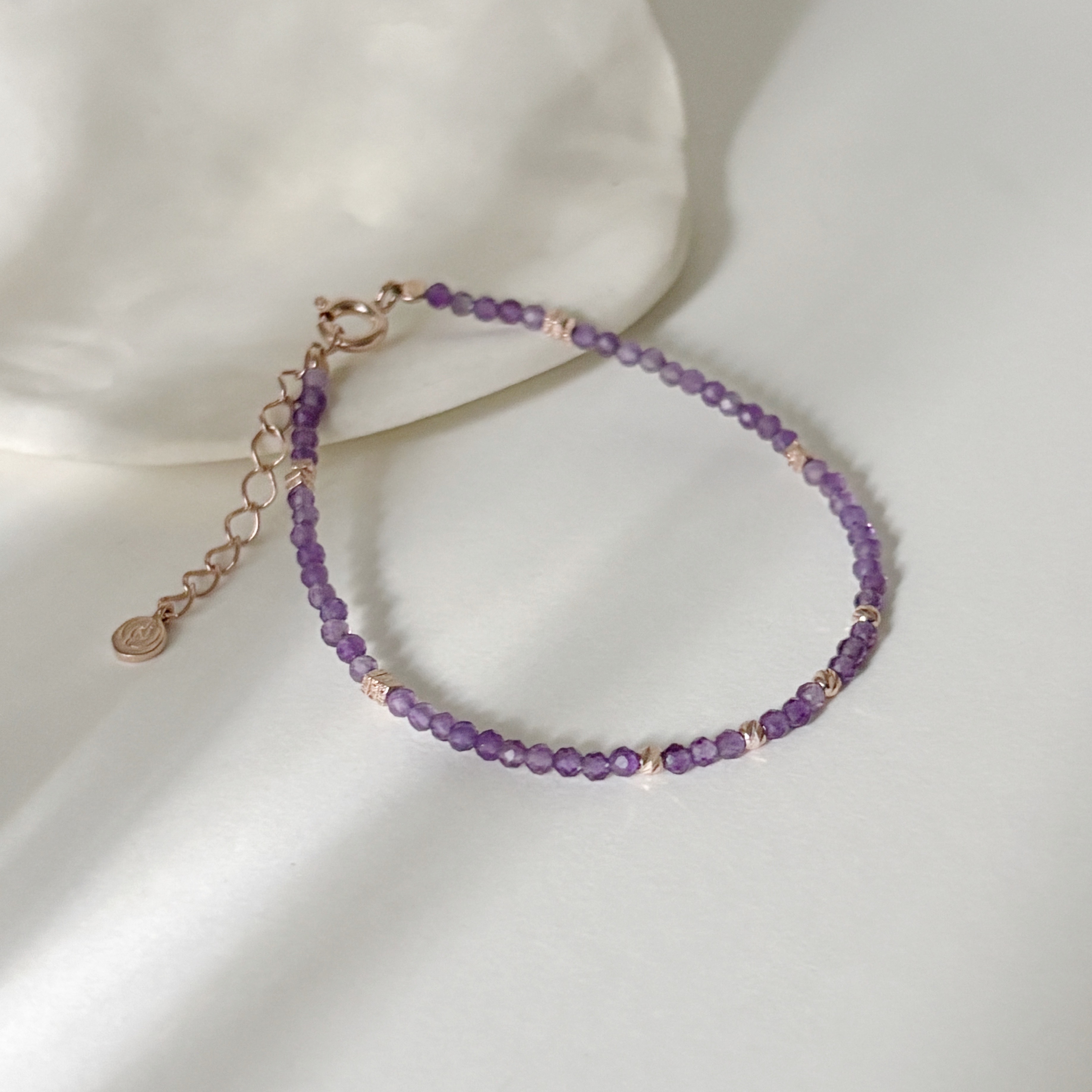 紫水晶碎銀cutting ball手工手環