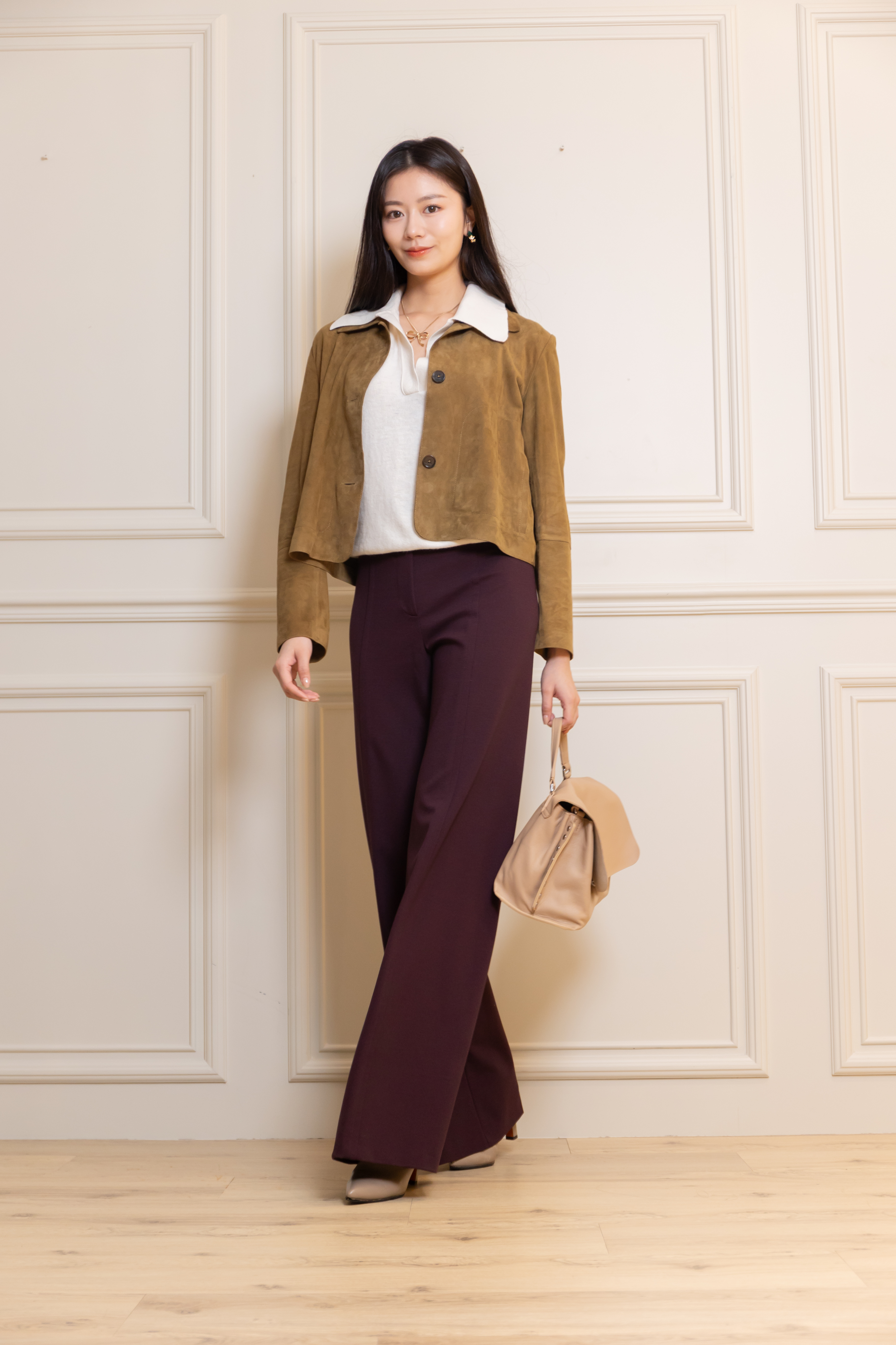 LIVIANA CONTI  POLO領五分袖針織上衣(米白)