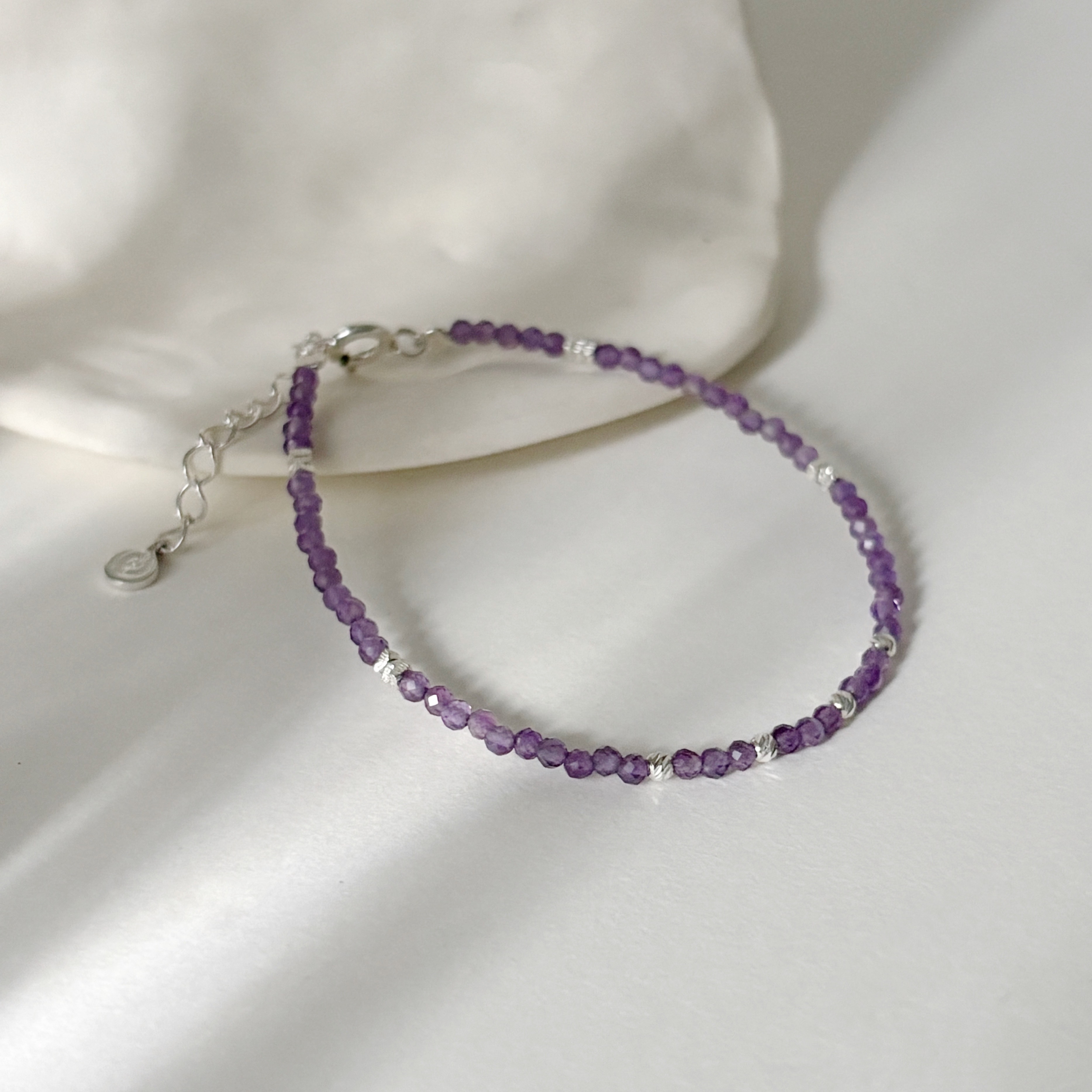 紫水晶碎銀cutting ball手工手環