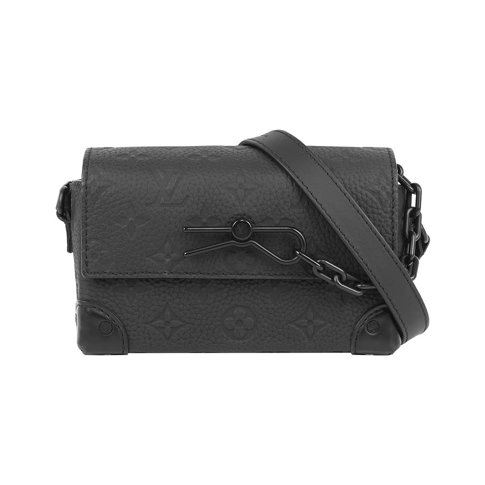 【Louis Vuitton】Steamer Monogram 牛皮壓紋皮夾式斜背包(黑色)